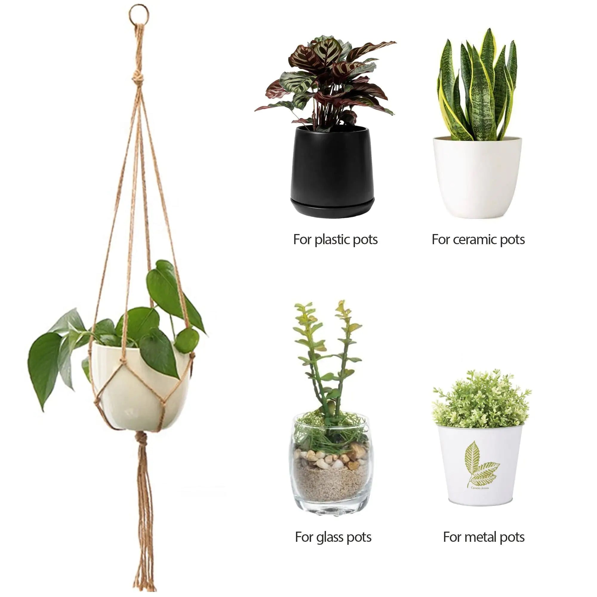 Eco Chic Macrame Plant Holders 4-Piece Set