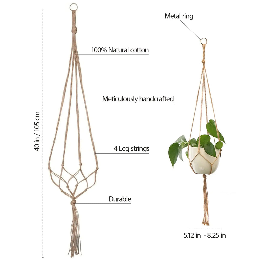 Eco Chic Macrame Plant Holders 4-Piece Set