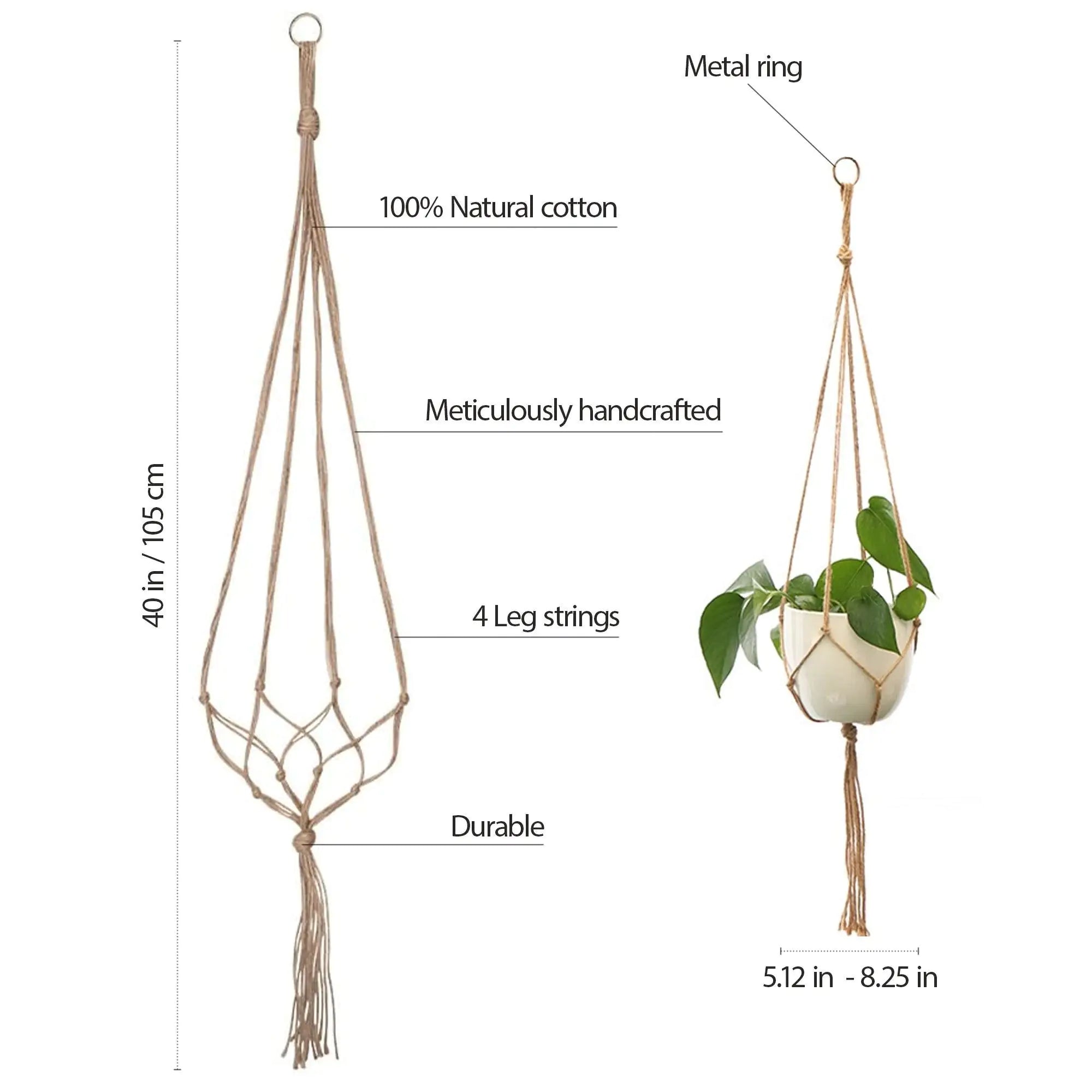 Eco Chic Macrame Plant Holders 4-Piece Set