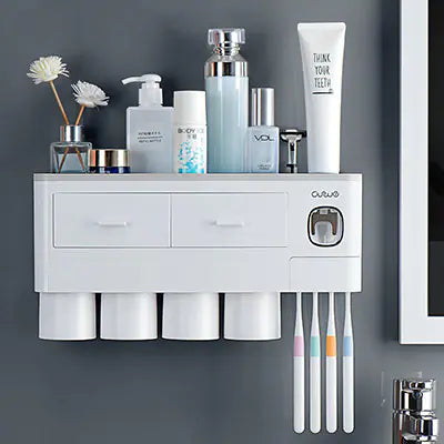 Magnetic Toothbrush Holder Set with Automatic Toothpaste Dispenser