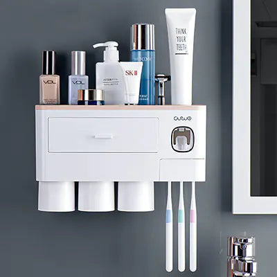 Magnetic Toothbrush Holder Set with Automatic Toothpaste Dispenser